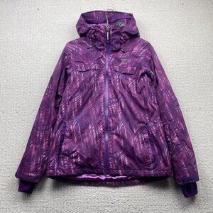 Y2K Mountain Hardware DRY Q Pink / Purple Geo AOP Ski Snowboard Jacket Wom Sz M